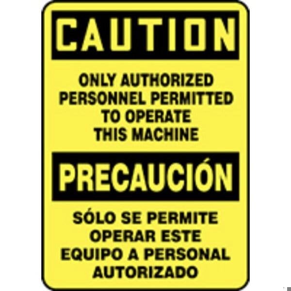 Accuform BILINGUAL OSHA CAUTION Safety Sign SBMEQM712VS SBMEQM712VS - main